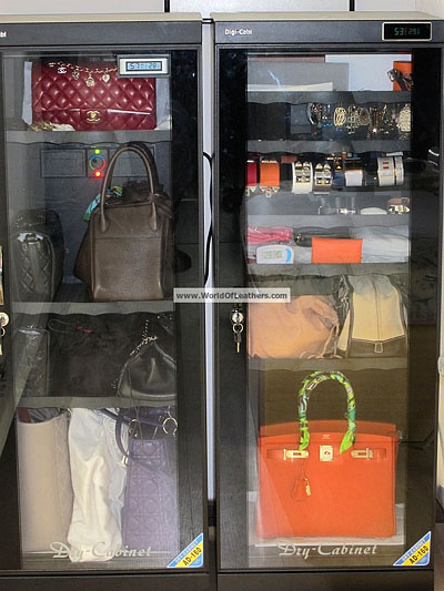 Help: Proper way to store leather bags in display cabinet (Should I remove  the dustbag or should I keep the bags in it while stored inside the  cabinet?) : r/handbags